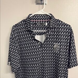 Ralph Lauren RLX Black and White Patterned Golf Polo